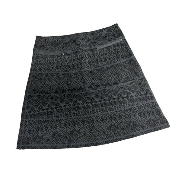 Athleta Skirt Size M Black Gray Patterned Cassava Strata A Line Pull On - Picture 1 of 6